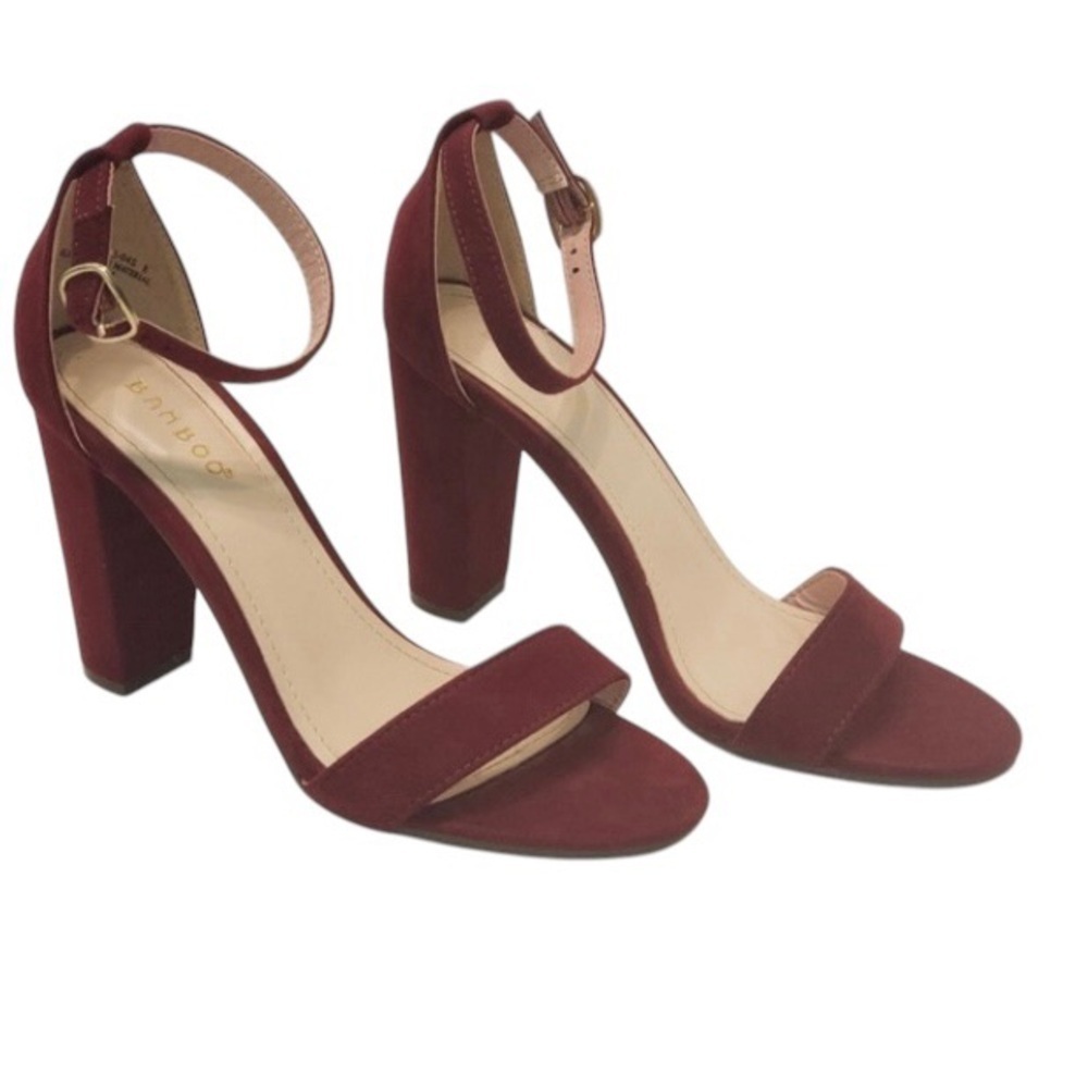 Bamboo Rampage Burgundy Velvety Heel - Size 10